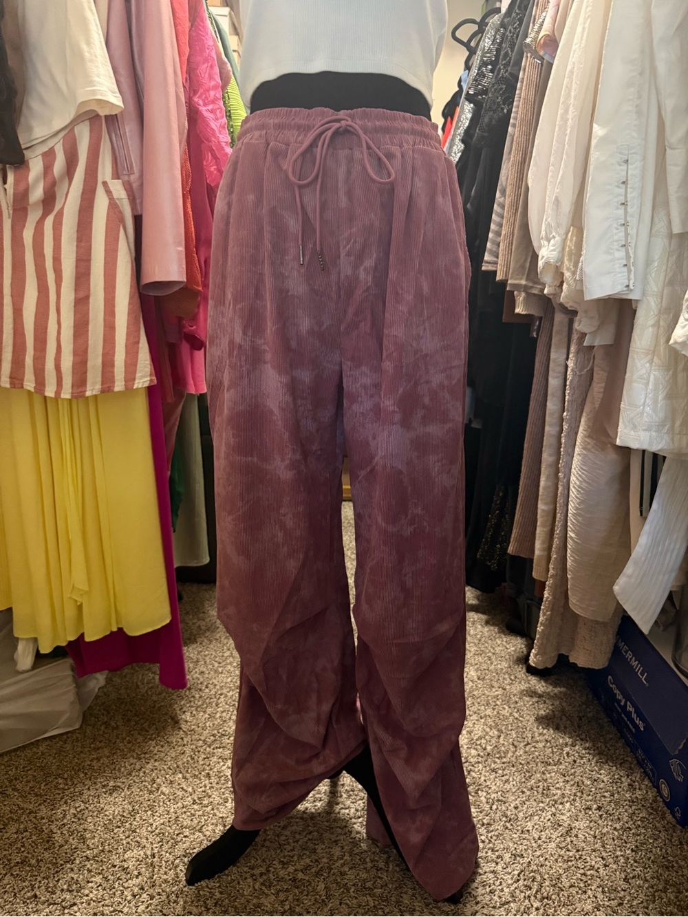 Women's Tie-Dye Wide Leg Lounge Pants - Mauve